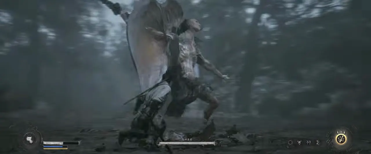 Large shell-bodied boss fighting the swordsman