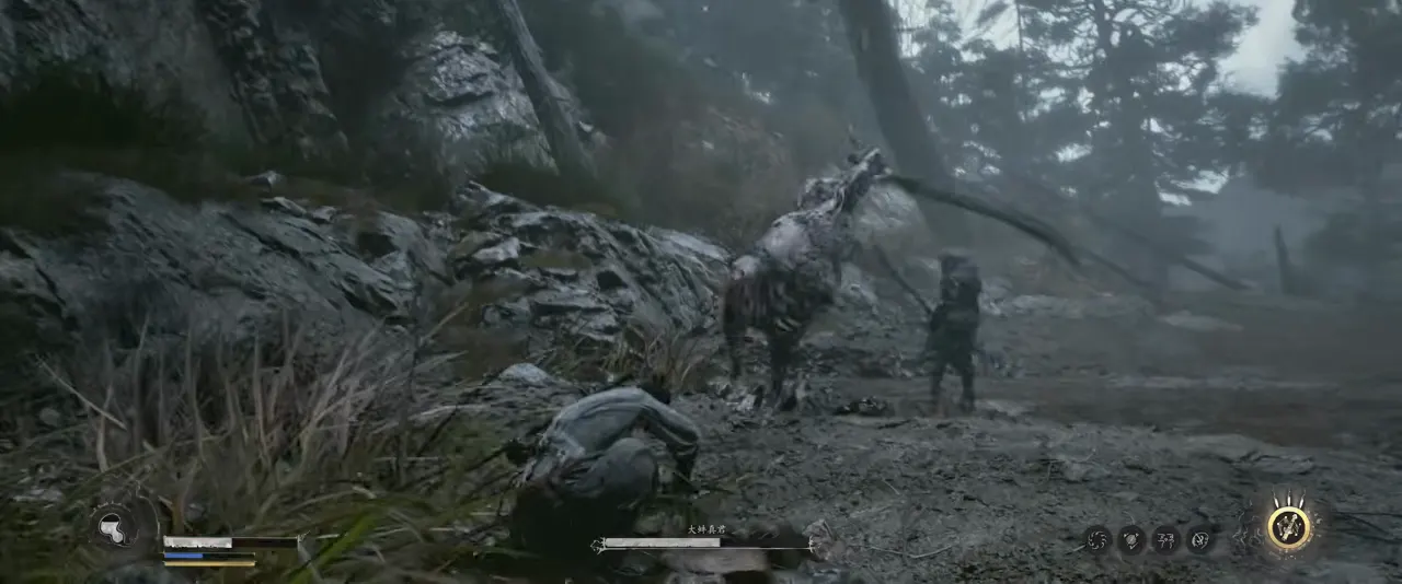 Dark humanoid figure fighting beside the player during the boss encounter